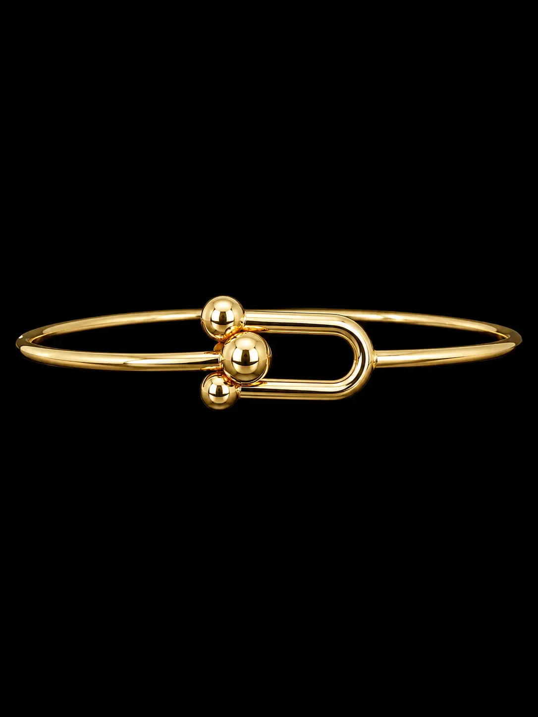 7.5" | 18K Italian Yellow Gold Modern Hook Bangle Bracelet, Daily, 3.58 Grams