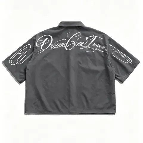 Men's Casual Loose Short Sleeve Shirt, Graphic Letter Print, Button Neck, Button Up Front, Lightweight Comfortable Breathable Plain Fabric, Ideal for Summer Vacation Travel, Menswear, Street Shirt, Buttoned Casual Shirt