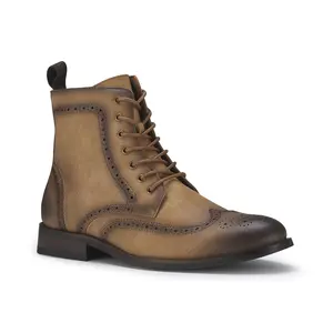 Polar Fox Manson mono-tone wing-tip high-top dress boots, in Tan, Men's Size 6.5 - 13