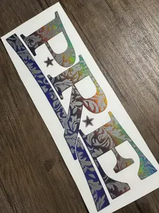 P*R*E -- ***BLACK HOLOGRAPHIC + SILVER*** DECAL Vehicle Exterior Decoration