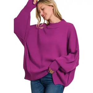 Plum Oversized Mock Sweater