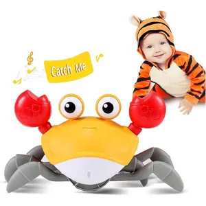 Crawling Crab Baby Toy Gifts: Tummy Time Toys Walking Dancing Cute Essentials Electric Induction Sensory Stuff Moving Babies Crabs with Light Up Music for Toddler Boys Girls Items Interaction Gadgets