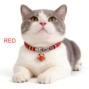 Cute Ethnic Style Pet Collar with Bell, Perfect for Cat & Dog Photos & Daily Decoration