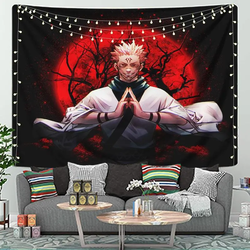 Sukuna Jujutsu Kaisen Print Wall Hanging Tapestry, Home Decor Supplies for College Dormitories & Bedrooms, Ideal Gift