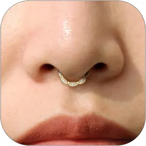 Gold Nose Rings Hoops 316L Surgical Steel Flower Nose Ring Silver Septum Rings 16g Clicker Daith Hinged Piercing Jewelry Gifts 1.2 * 8mm