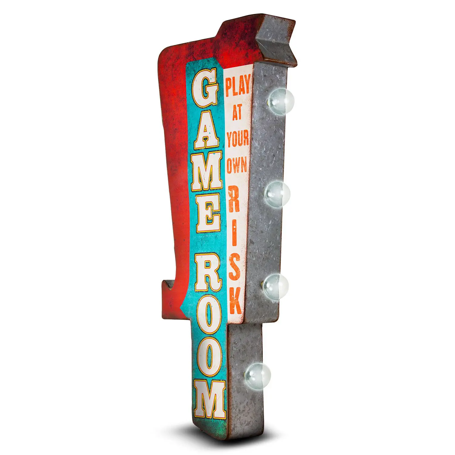 25" Double-Sided Retro Metal LED Marquee Sign - Wall-Mountable Game Room Decor, Home Decoration, Ideal Gift for Novelty Lighting