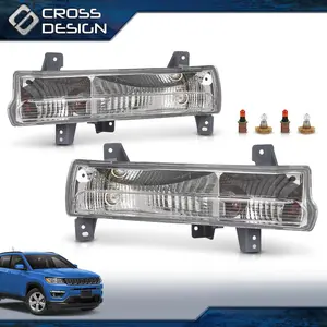CROSSDESIGN Fit Fpr 18-21 Jeep Compass Pair Front Bumper Fog lamps Parking Lights 55112720AB