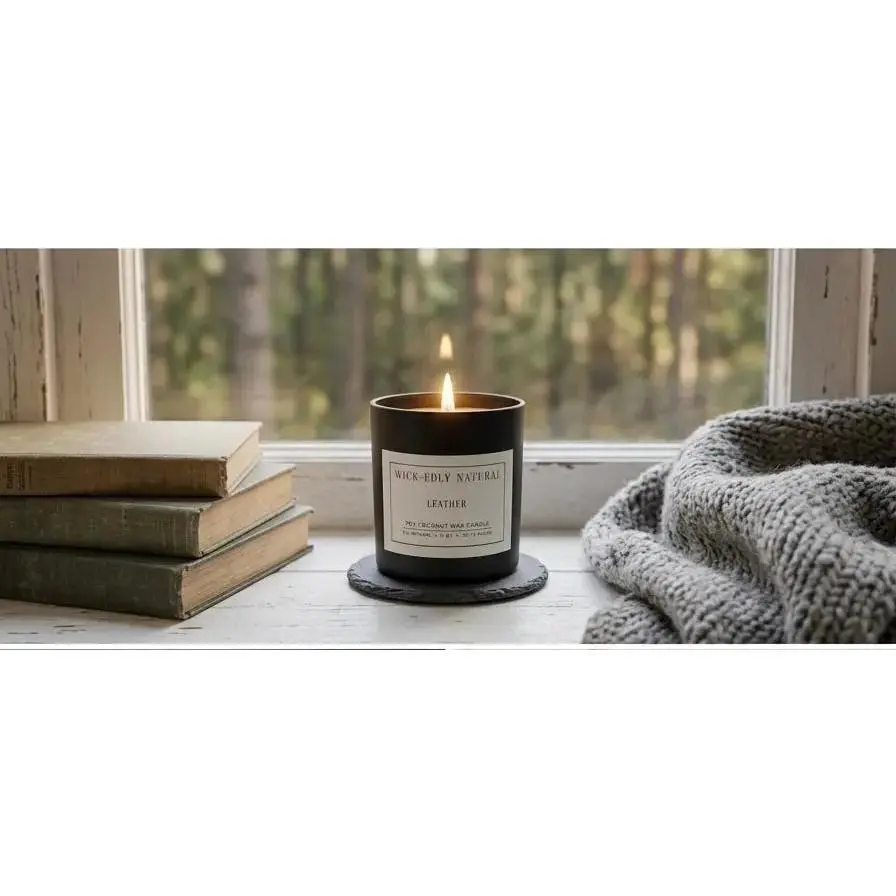 Obsidian Leather Luxury Soy & Coconut Wax Candle-11oz