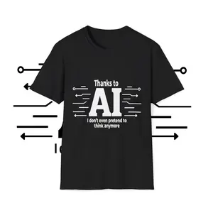 Funny AI Humor T-Shirt for Techies - 'Don't Pretend to Think' Tee