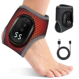Foot Heating Massage Device, USB Rechargeable Ankle Massager, Heated Ankle Pad with Massage Function, Single Unit, New Model Hy119