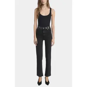 Le Sleek Straight Studded Jean