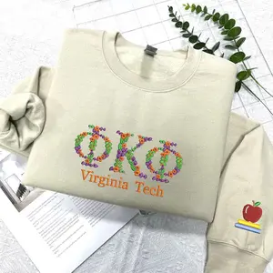 Floral Greek Letter Embroidered Sweatshirt , Custom Sorority Gift Greek Letter Hoodie, College Shirt, High School Shirt, Custom Teacher Gift
