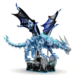 Mechanical Ice Dragon Building Set - 1646 Pcs with LED Lights & Movable Gears, Fantasy Dragon Desk Display Model for Adults & Teens