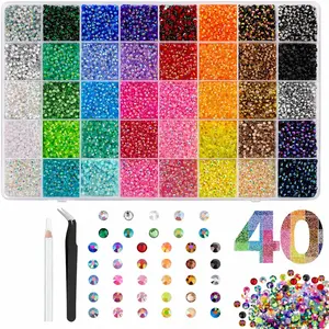 2026 New 40 Color 3mm Jelly Rhinestones, 1 Box Multicolor Flatback Resin Gems for Bedazzling, DIY Crafting, Diamond Art & Nail Art, Bedazzler Kit