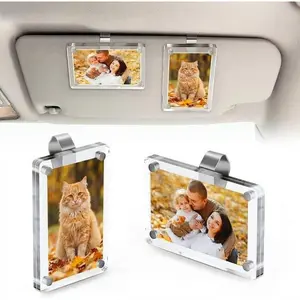 Summervibes Magnetic Sun Visor Photo Clips for Cars (2-Pack) - Easily Display Family or Pet Pictures with Our Clear Acrylic Frames. No Tools Needed, Just Clip On! An Ideal Gift for Every Driver.Summervibes