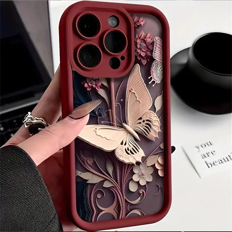 Butterfly Pattern Phone Case, Decorative Phone Protector Cover, Phone Accessories Compatible with iPhone 11 12 13 14 15 16 Pro Max, Protective