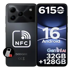 DOOGEE Note 56 Pro Android 16 Unlocked Phone with Gemimi AI, 32GB+128GB/2TB, 6150mAh Battery, 6.56'' HD+ 90Hz IPS, Dual SIM Octa Core, Dual Camera, 8.45mm Ultra-Slim, NFC, OTG, Face ID