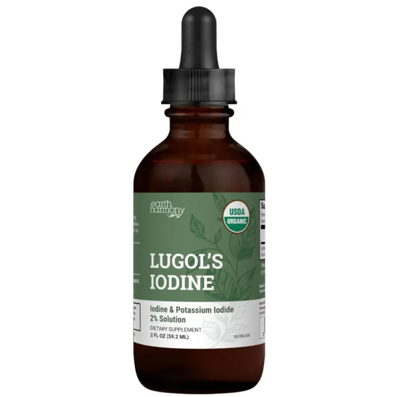 Organic Lugol's Iodine, Iodine and Potassium Iodide 2% Solution 3000 mcg - Liquid Supplement Drops for Thyroid Support for Women & Men, Metabolism Health, Detox Boost - Non-GMO