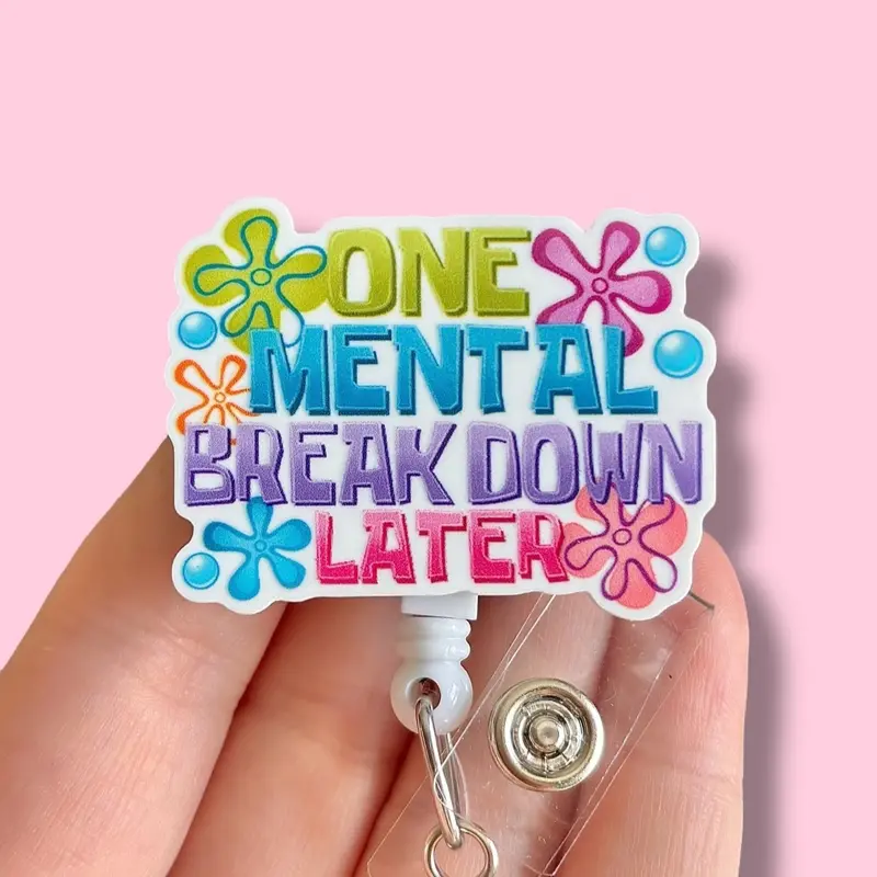 Glitter My Badge Funny mental breakdown badge reel for nurse and hospital workers. Badge clip Badge pull - Retractable swivel clip with a 360 rotation. Great gift for coworker