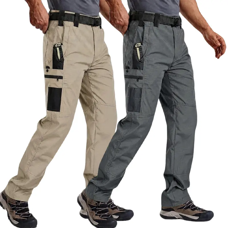 HOMUG Men's 2-Pack Solid Color Tactical Cargo Pants, Multi-Pocket Design with Zipper Closure, Durable Outdoor Training Trousers, Available in Multiple Colors, Ideal for Outdoor Activities, Hiking, Camping and More, 230 GSM Men's Pants