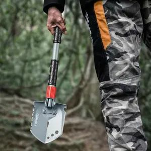 ARIVO Heavy Duty Survival Shovel w/ Pick Anti-Loosening Folding Tactical Camping Shovel, High-Carbon Manganese Steel Entrenching Tool for Offroad Car Emergency Gear, Hiking, Digging Dirt Sand Mud