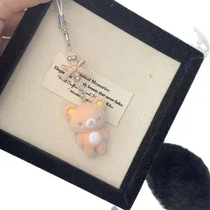 Cute Flocked Rilakkuma Bear Phone Lanyard| Kawaii Bear Phone Strap for Women Girls