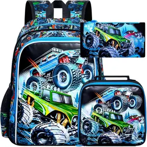 16"  Backpack for Boys, 3 count  Water Resistant  Bookbags, Cool  School Backpacks and Lunch Box