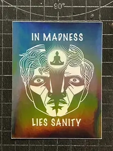 Alan Watts "In Madness Lies Sanity" Sticker, Spirituality, Philosophy, Reality, Truth, Illusion, Oneness, Wholeness, Life, Love, Freedom