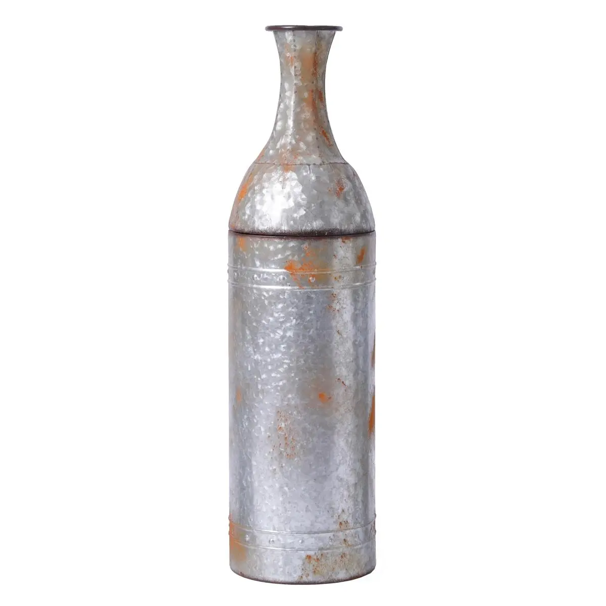 Vintiquewise 33 in. Tall Antique Sturdy Cylinder Galvanized Metal Vase - Medium, 4 lbs, for Home Table Decoration, Flower Display, Rustic