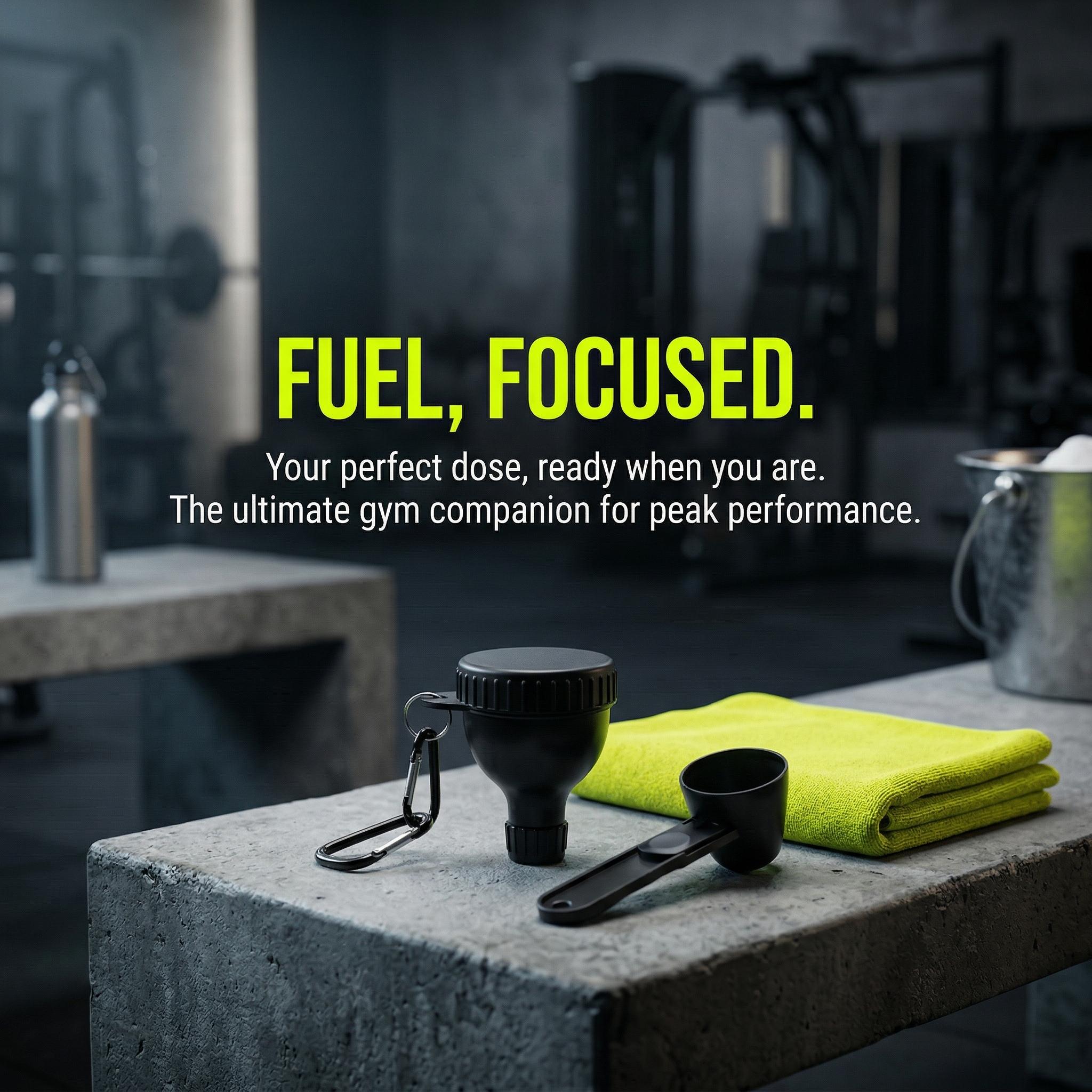 NEW Buy 1 Get 1 Free Protein Powder Funnel-Mini with Sliding Scoop and Container — High-Quality Funnel for Pre-Workout Creatine Powder, Coffee/Milk/Smoothie/Chocolate Powder, BPA-Free Plastic Kitchen Utensil, Perfect Gift for Valentine’s Day