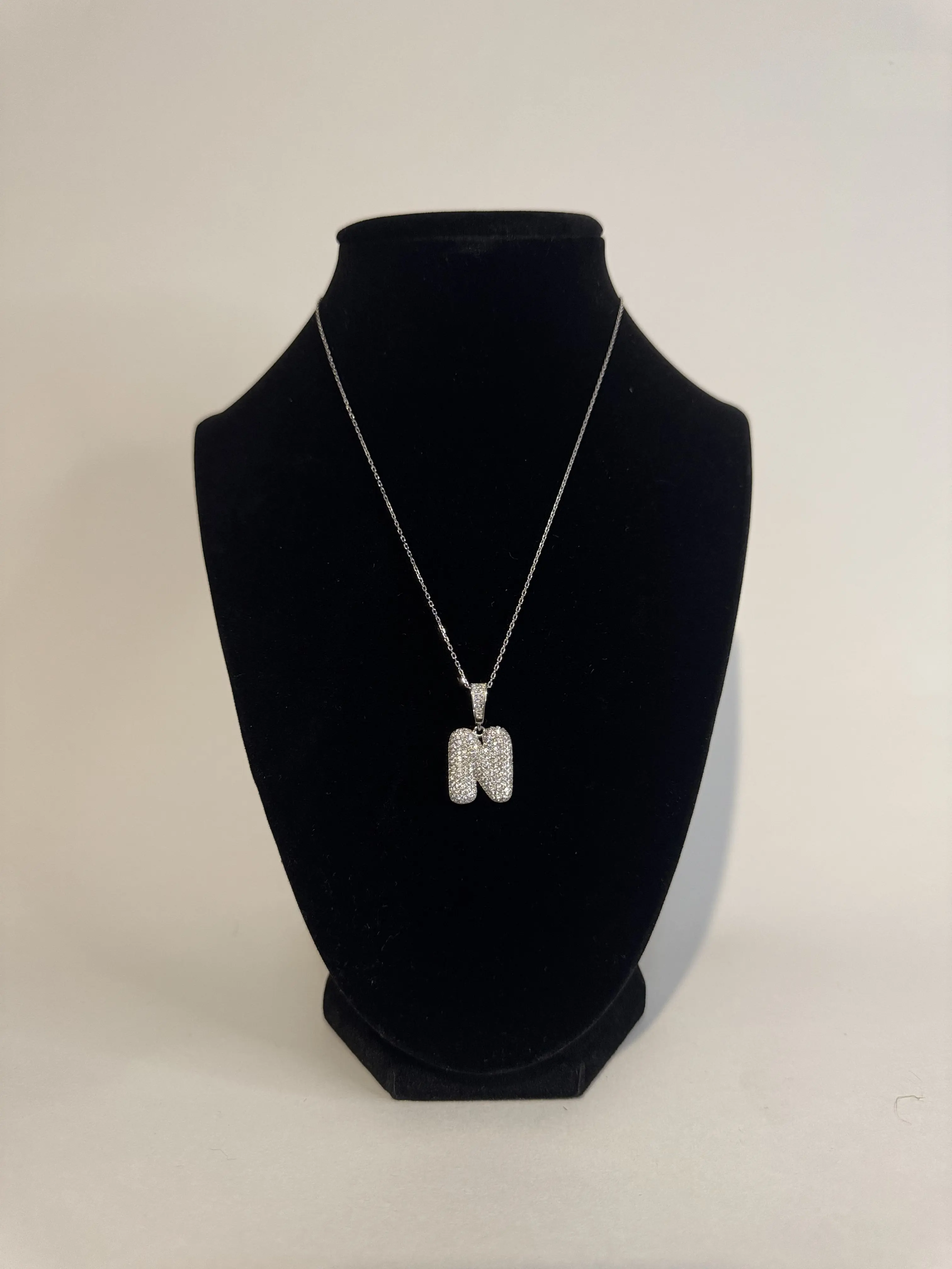 Silver Initial "N" Pendant Necklace