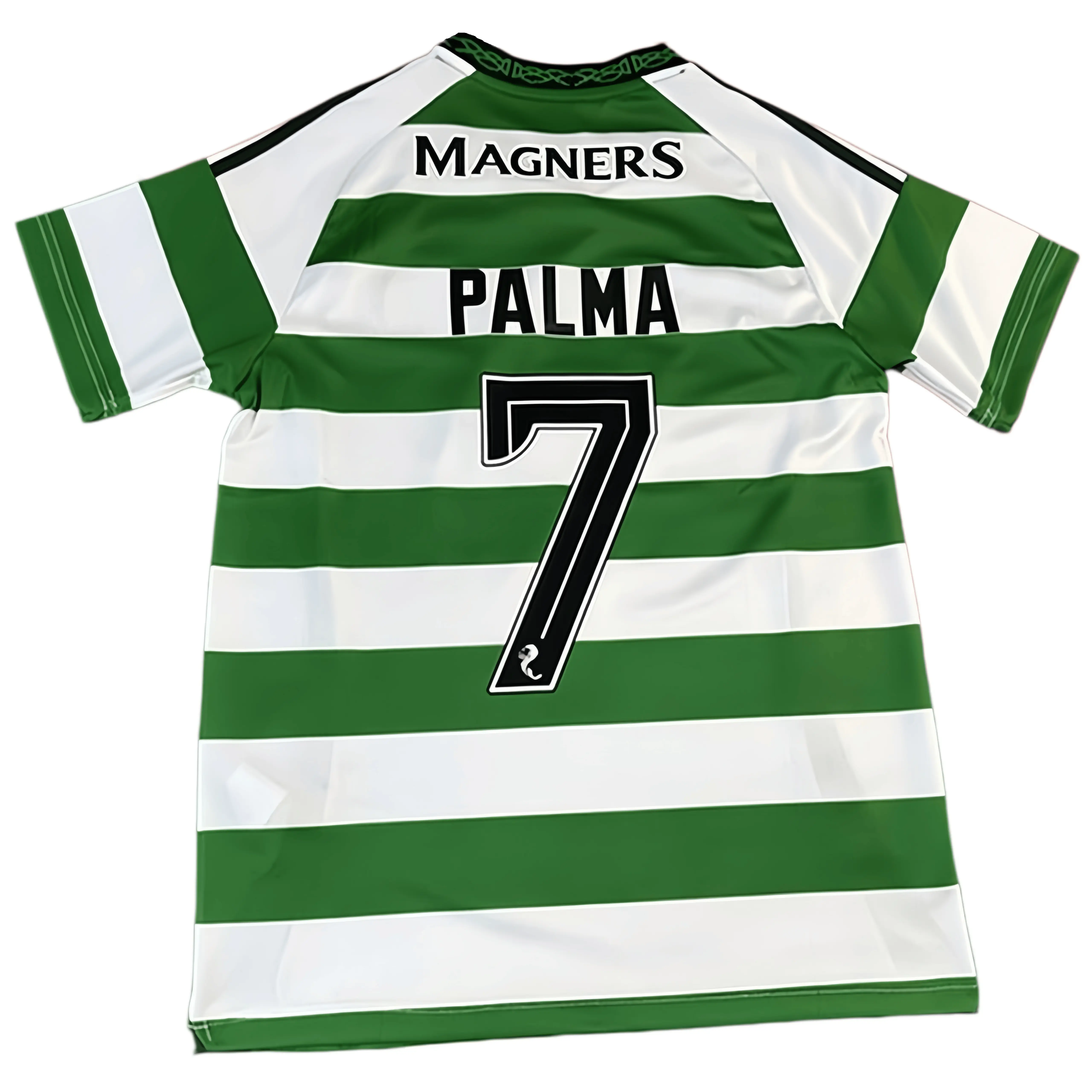 2024 2025 Home Retro Green White Striped No.7 Palma Short Sleeved Soccer Jersey