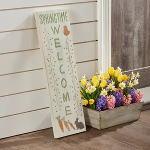 Springtime Welcome Wooden Sign