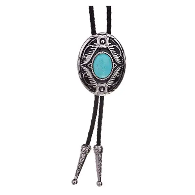 Turquoise Western Cowboy Bolo Tie Necklace