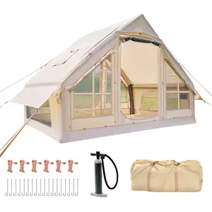 Lilypelle Inflatable Tents for Camping, Blow Up Tent with Hand Pump, Easy Setup Inflatable Hot Tent with Stove Jack, Waterproof Oxford Air Glamping Tents for Camping Adult 4-6 Person