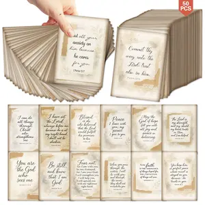 50pcs Bible Verse Cards, Inspirational Scripture Cards for Daily Meditation Prayer, Christian Faith Affirmation Cards, Daily Devotional Christian Cards, Religious Gift for Women Men