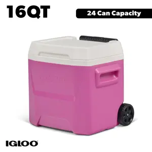 Igloo 16 QT Laguna Hard Side Ice Chest Cooler with Wheels, Pink