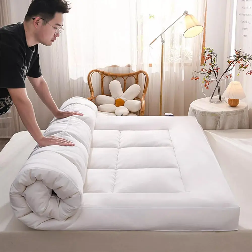 Extra Deep 4 Inch Ultra-Fluffy Mattress Topper Queen for Back Pain, Extra Soft Pillow Top Queen Mattress Topper with 4X Support, Mattress Pad with Breathable Air Mesh Sides, 6-21'' Deep Pocket US