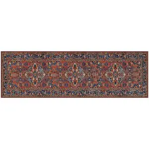 Gel Pro 6065642 76 x 24 in. Never Move Esther Tribal Polyester Runner Mat, Vintage Red
