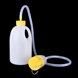 Portable Men's Urinal Bottle with Tube, 57.48 Oz Plastic Travel Urine Collector, Convenient Small Pee Container for Bedside Use