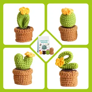 Beginner Crochet Kit 1 Set, DIY Animals Potted Plants Crochet Kit, Complete Knitting Supplies For Beginners, Easy To Learn With Instructional Video, Spring Season Gifts