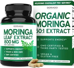 Organic Moringa Capsules (180 Count) Pure Organic Moringa Leaf Powder Supplement - Energy, Skin, Gut Health Support - Vegan Safe, Third Party Tested & Non GMO - USA Made - 180 Capsules