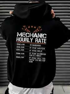 Mechanic Hoodie Cream Color, Fitted Casual Long Sleeve Style with Pop Art Graphic Print, Perfect for Auto Workshops & Car Lovers, Spring Fall Season Wear, Pullover Sweatshirts Tops, Casual Fashion Sweatshirt, Menswear