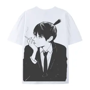 Oversized Casual Chainsaw Man Aki and Himeno Anime Tee Japanese Streetwear Unisex Graphic Tshirt Clean Minimal Design Stylish Casual Outfit Original Art Couple Gift