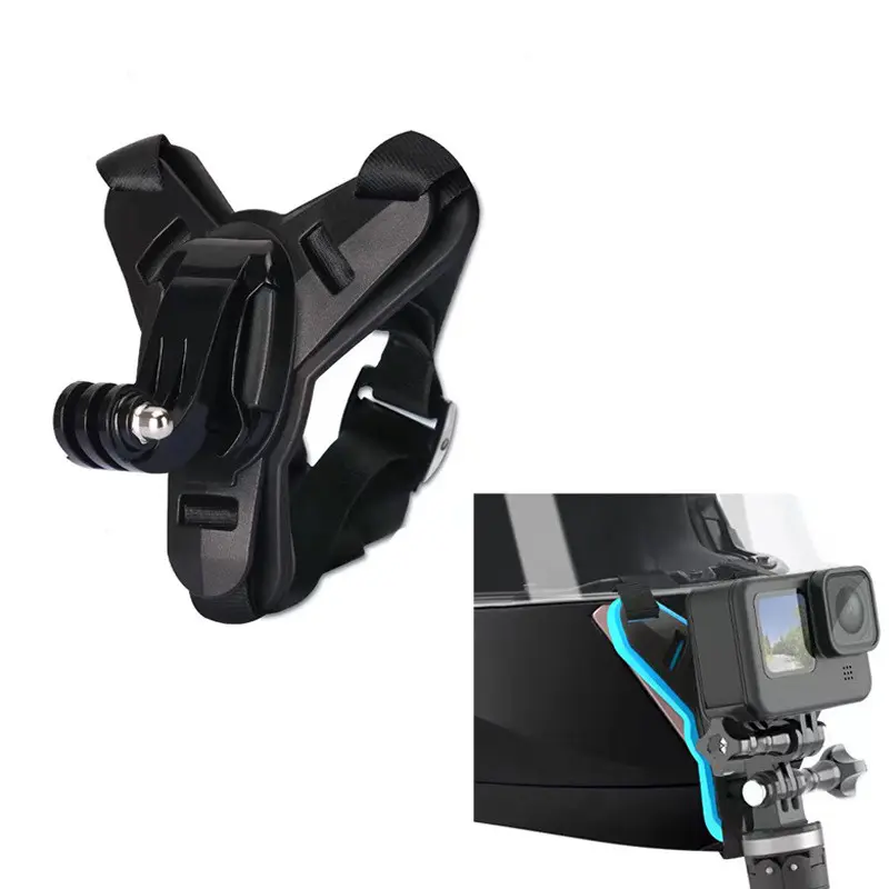 Motorcycle helmet chin mount for mobile phones and shoulder strap mount with POV viewing angle and mounting effect, compatible with Hero 9, 8, 7, 6, 5 cameras, durable, Portable design, suitable for hands-free adventure shooting, motorcycle accessorie
