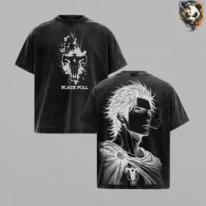 Yami Sukehiro Washed Tee – Black Clover Anime T-Shirt, Black Bulls Captain Rough yet Caring Magic Knight Fearless Leader Outsider Warrior Legacy Vintage Streetwear Trendy Otaku Gift Anime Fan