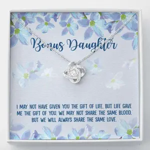 Daughter Necklace, Stepdaughter Necklace, Bonus Daughter Unbiological Daughter Gift Necklace, Jewelry Message Card, Necklace Gifts For Birthday, Anniversary, Christmas Day, Thanksgiving