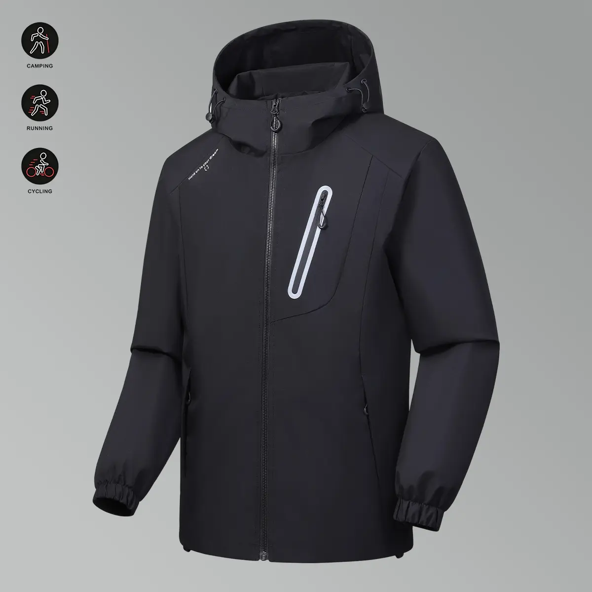 Men'S Breathable Long Sleeve Jacket - Softshell Jacket - Full Zip High-Stretch Quick-Dry Running Fitness Top, Zipper Pockets, Quick-Dry Lightweight Design, Slim Fit, Suitable for Fitness, Basketball, Cycling, Hiking And Outdoor Adventure