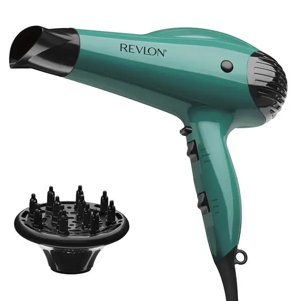 Revlon Volume Booster Hair Dryer | 1875W for Voluminous Lift and Body, (Green) | Voluminous Lift and Body, Reduces Frizz, Concentrator & Diffuser, 3 Heat & 2 Speed Settings + Cool Shot