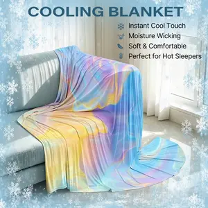 Iridescent Marble Pattern Double-layer Cooling Blanket, Ultra-soft Cool Summer Cooling Blanket, Lightweight Breathable Cooling Air Conditioning Blanket for Bedroom Sofa Offp, Bed Blanket
